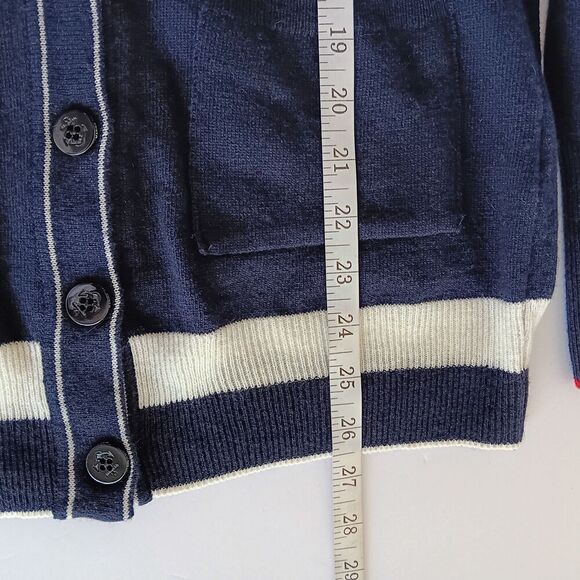 Marina Yachting Size S Navy Blue/Red White Button Front Wool Blend Cardigan - Picture 9 of 10